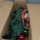 Christmas Wreaths for Front Door, Pre-Lit Artificial Christmas Wreath with LED Light and Red Berries Bow Ribbon Christmas Ball Decorations for Front Door Indoor Window Wall Décor, 20 inch