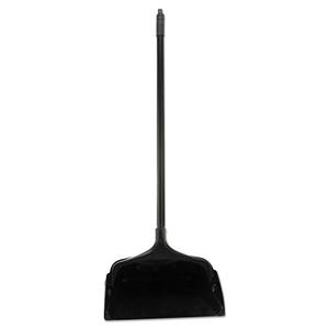 Rubbermaid Commercial Products Dustpan with Long Handle Plastic Black Compatible with Any Broom for Lobby/Restaurant/Office/Home/Dog Pooper Scooper 12.50" Wide