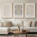 Framed Large William Morris Vintage Wall Art Set of 3, Large Neutral Botanical Floral Canvas Prints, Nature Rustic Boho Artwork for Living Room, Bedroom, Hallway or Office, 24x36 Inch, 24"W x 36" H 