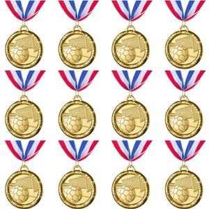 Abaokai 12 Pieces Soccer Medals for Awards for Kids and Adults, Gold Award Medals Set - Metal Olympic Style for Kids Sports Soccer Games and Prizes Awards, Party Favors, 2 Inches