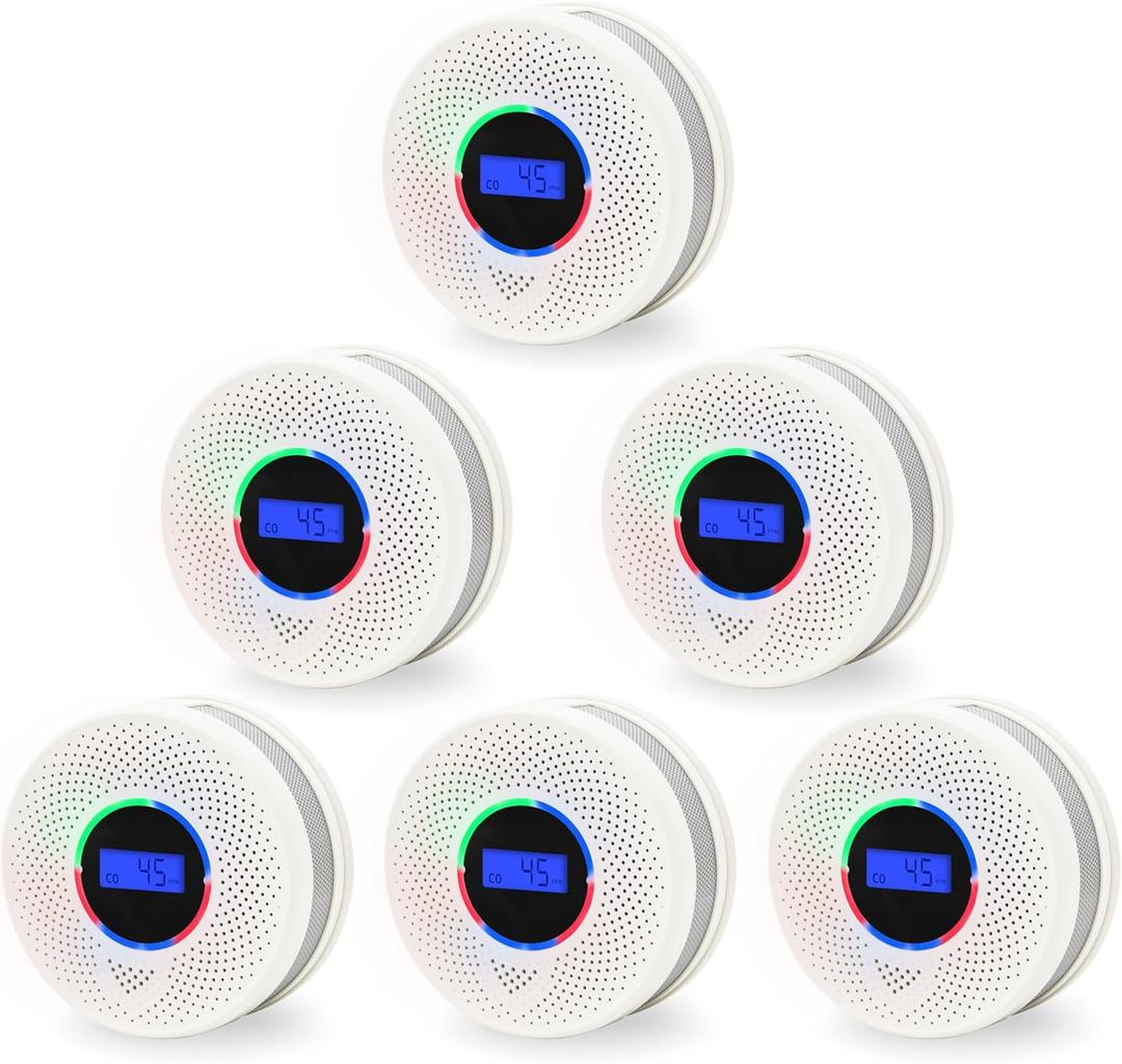Upgraded Smoke and Carbon Monoxide Detector 10-Year Lifespan, Dual Sensor Smoke Alarm & Carbon Monoxide Detector (6 Pack)