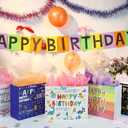 5 x Oletx 13" Rainbow Gift Bags Happy Birthday Party Favor Paper Bags Set with Tissue Paper Greeting Card for Women' Birthday Party, Wedding, Anniversaries, Monther's Day