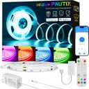 PAUTIX RGB COB LED Strip Light 32.8ft/10m,UL Listed 840LEDs/m 24V Multicolor Flexible Tape Light,Work with Alexa/Google Assistant Color Changing LED Strip Light,for TV,Bedroom,Party DIY Decoration