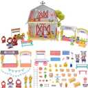 Honey Bee Acres Harvest Festival 62 Piece Miniature Dollhouse Playset with Flocked Animal Figures & Accessories, Imaginative Farm Play