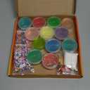 12 Cups DIY Slime Kit, Slime Making Kit for Girls, Crystal Clear, Glow in The Dark Slime with Add-ins, Foam Balls, Charms, Party Favors Gift Toys for Kids 3-12