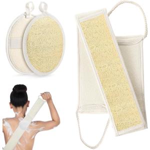 Natural Loofah Back Scrubber for Shower, Exfoliating Body Scrubber Loofah Set for Women and Men for Use in Shower Bath, Loofah Sponge to Clean Your Body and Back Deeply - 1 Count (Pack of 2)