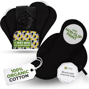 Non-Slip, High Absorbency Reusable Period Pads for Heavy Flow (6 Pack L+XL) - Leak Proof & Odor Free Cotton Cloth Pads for Women - High-Temp Washable, Breathable & Skin-Safe for Menstrual Comfort