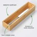 VeyFey Silverware Tray for Drawer, Stackable Kitchen Bamboo Drawer Organizer 12" x 3" x 2" Set of 2
