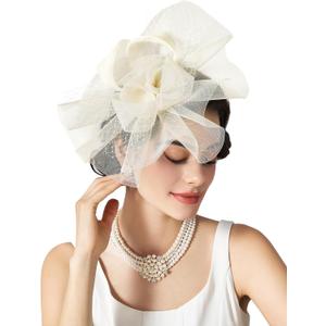 SWEETV Flower Fascinators Tea Party Hats for Women, Formal Headwear for Kentucky Derby, Cocktail, Wedding, Fancy Dress Party