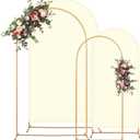 Toolterritary 2 Metal Arch Backdrop Stand and 2 Cover Set, Sturdy 7.2FT, 6FT Party Backdrop Set, Wedding Arch Frame and Cover Set for Birthday, Baby Shower,Christmas, Anniversary(Beige)