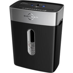 BONSEN Paper Shredder for Home Office, 4 Gallons Bin, 10-Sheet Cross-Cut Shredder, P-4 High Security Level, Quiet Credit Card Shredder with Jam Proof System (S3201) (No Handle-Black)