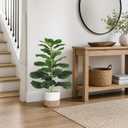 30" Artificial Fiddle Leaf Fig Tree, Realistic Fake Plants Faux Trees Indoor with Cotton Rope Basket, Artificial Plants Indoor for Apartment Home Living Room Office Decor
