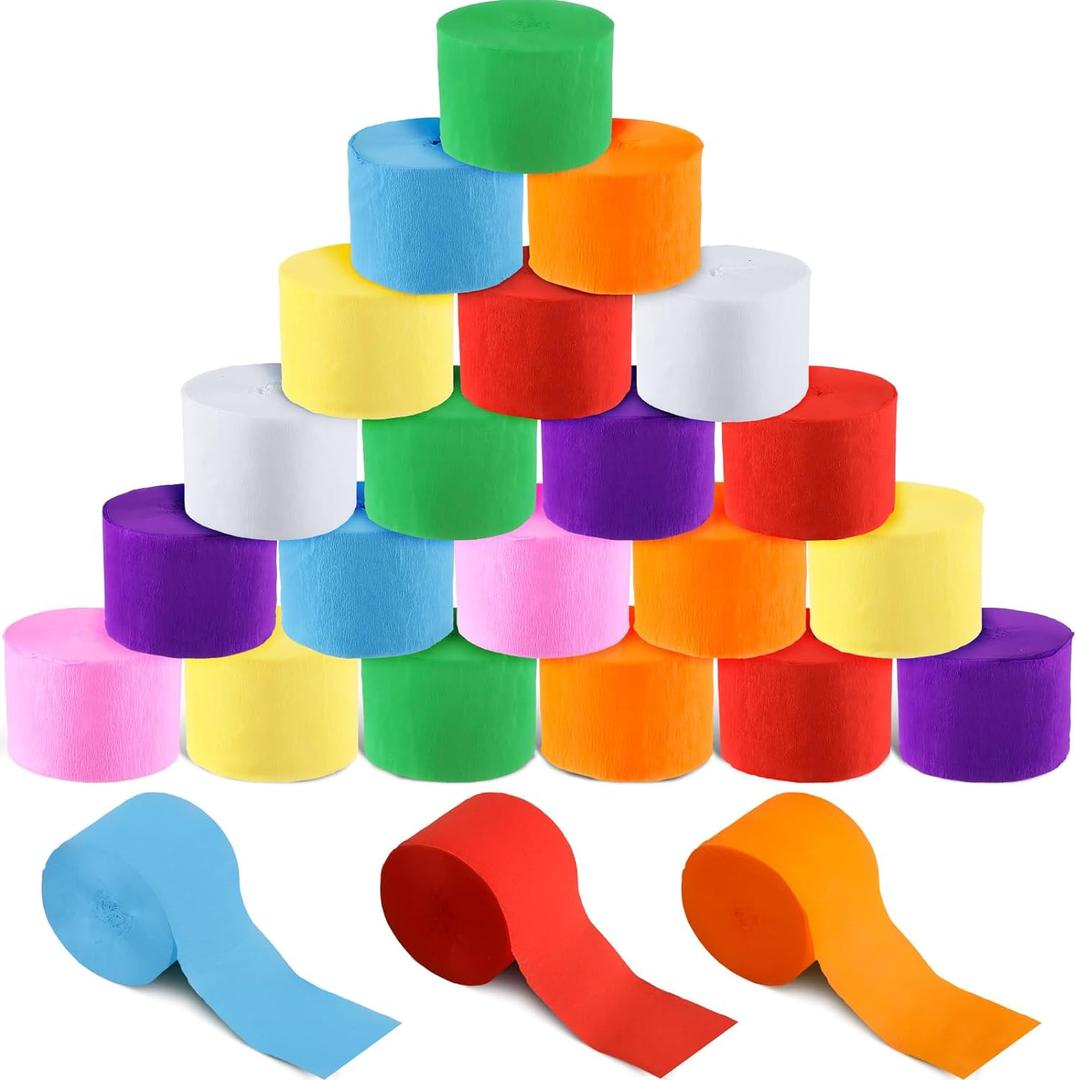 72 Rolls Crepe Paper Streamers Roll 8 Colors Rainbow Streamers Party Decoration for Birthday Party Wedding Ceremony Baby Shower DIY Crafts (Vibrant Colors)