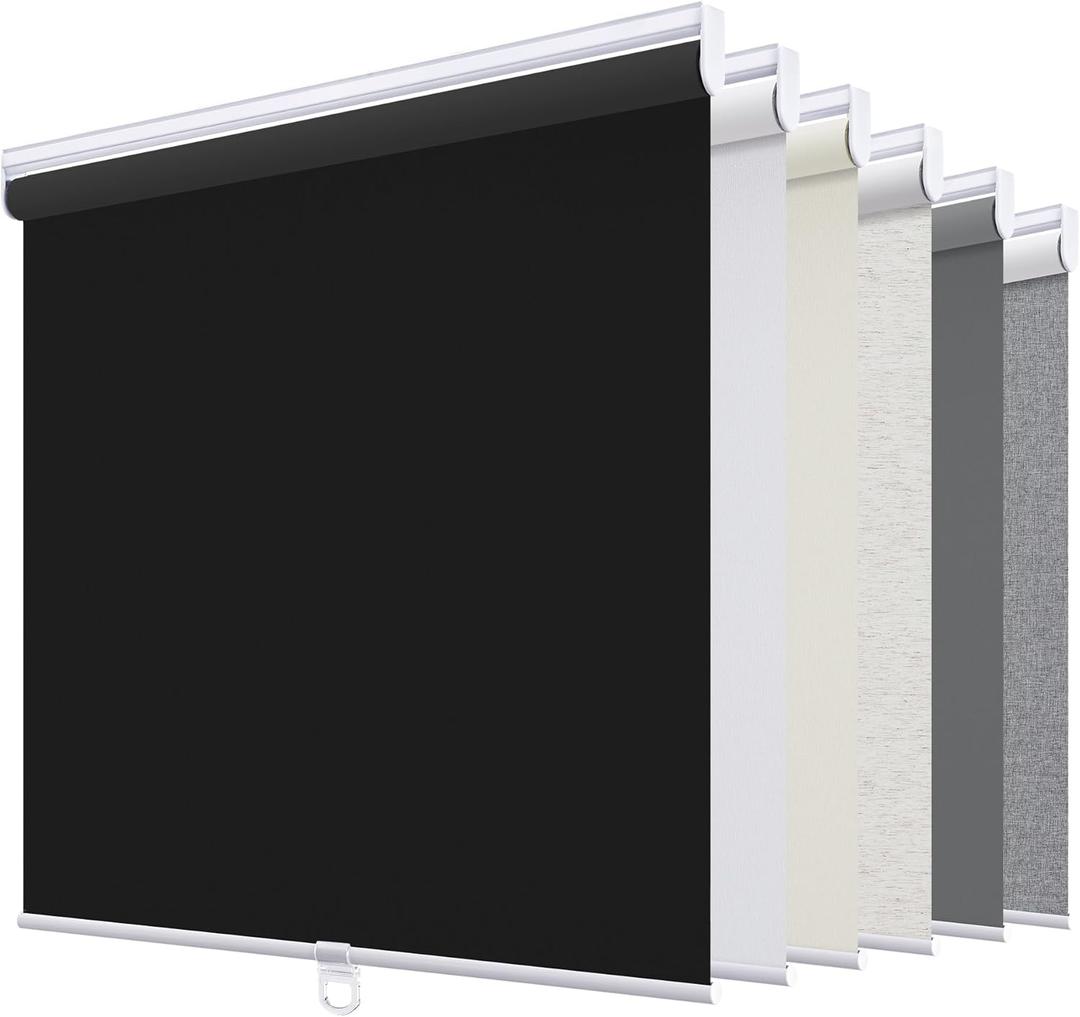 SUNOFF Blackout Cordless Roller Shades Blinds,28.5" W x 72" H,Black