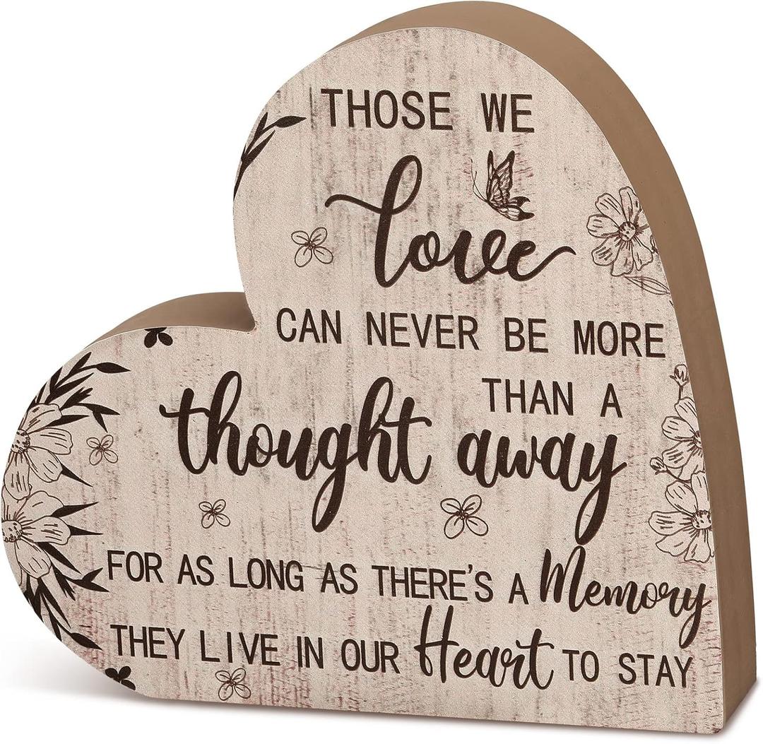 Yookeer Sympathy Gift Memorial Heart Present for Loss of Loved One Bereavement Gift Bereavement Sign Grieving Decorative Plaque for Loss of Deceased Father Mother Son Brother Condolence(Flower)