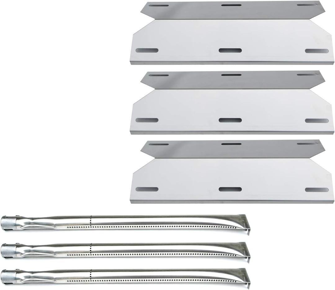 Parts Kit DG105 Replacement for Charmglow Home Depot 3 Burner 720-0230; 720-0036-HD-05 Gas Grill Burners & Heat Plates (Stainless Steel Burner + Stainless Steel Heat Plate)