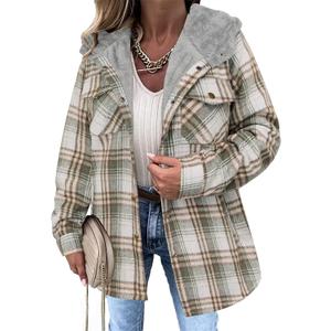 Zeagoo Women's Casual Jackets Sherpa Hooded Shacket Jacket Winter Warm Fleece Lined Outwear Coats with Pockets, XL (Grey)