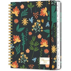 2 x 2026 Planner, A5 Weekly and Monthly Planners with Tabs, Spiral Bound Daily Calendar 2026 Planner, Agenda Organizers from Jan. to Dec., Hardcover Habit Tracker Journal 6.18" x 8.5"(Orange Flower)