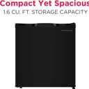 Frigidaire EFR115 Mini Refrigerator - Energy Saving - CFC Free - Slide Out Shelves - Ideal for for Dorm, Office, RV, Garage, Apartment - 1.6 Cubic Feet, Black, 1.7 Cu. Ft.