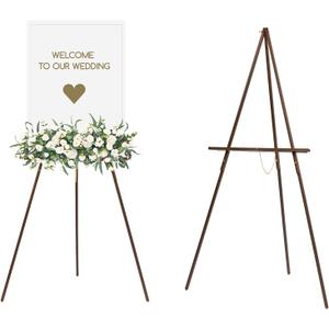 MEEDEN Easel Stand for Wedding Sign: Wood Tripod for Poster Board - Wooden Easel Standing for Display Welcome Picture