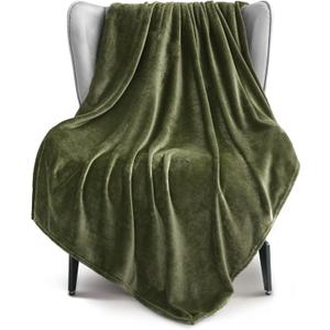 Fleece Throw XL Blanket for Couch, Sofa, Super Soft and Warm Olive Green Blankets, All Season, Cozy, Plush, Lightweight, 50x70 Inches