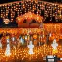 Orange Halloween Lights Outdoor Indoor, 66ft Icicle Lights for Outside, 640 LED Twinkle String Lights with 120 Drops Clear Wire Short Curtain Lights for Room Home Wall Bedroom Decor