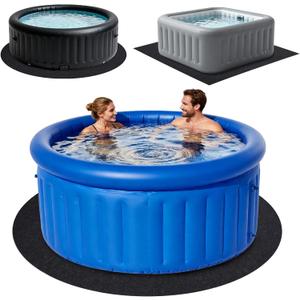 Grefinity 80" Dia Round Hot Tub Mat, Outdoor Indoor Inflatable Hot Tub Pad - Extra Large Flooring Protector Mat, Waterproof & Leakproof & Washable Spa Pool Mat for Above Ground Pools
