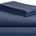 LuxClub 4 PC King Sheet Set, Deep Pockets Wrinkle Free Cooling Bed Sheets Hotel Bedding for Women, Men, Includes 1 Fitted Sheet, 1 Flat Sheet and 2 Pillowcases-Soft Navy
