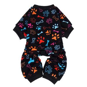SCENEREAL Fleece Dog Pajamas for Small Medium Large Dogs, Warm Soft Puppy Jumpsuit, Adorable Bones Paw Print Pet Sweaters Clothes, Doggy Pjs Cat Coat for Boy Girl S/M