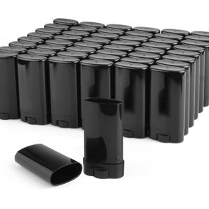 50 Pack 0.5 oz/15ml Black Sample Deodorant Container,Empty Oval Twist-Up Plastic Tubes Containers for Chapstick,Large Lip Balm,Lotion Bar Sticks,Perfume Solid Lotion,Homemade Salve,Pocket Deodarant