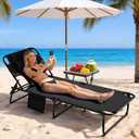 3-in-1 Sun Tanning Chair with Face Holes, Folding Chaise Lounge Chairs, 5-Position Adjustable Lounge Chair Outdoor with 2 Side Pocket & Pillow, for Pool Beach, Patio, Camping, Black