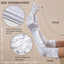 VIBILIA Long Opera Gloves for Women, 1920s Satin Tea Party Gloves Costume, Stretchy Adult Size Glove for Wedding Bridal Dress (White)