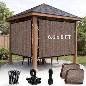 2 Pcs 90% Sun Shade Cloth with Grommets 6.6' x 8' Pergola Privacy Screen for Outdoor Patio Shade Cover Canopy, Mesh Tarp Sun Screens for Porch, Dog Kennel, Garden, Backyard(Mocha)