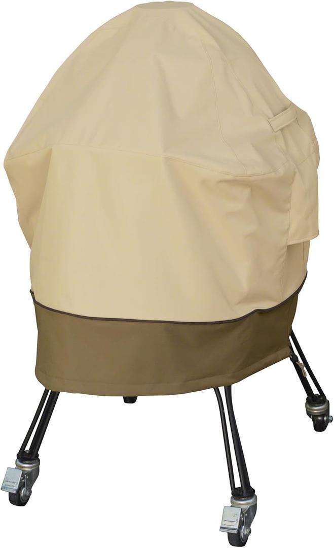 Classic Accessories Veranda Water-Resistant 22 Inch Kamado Ceramic BBQ Grill Cover (22"DIA (with side tables) x 40"H, Pebble/Bark/Earth)