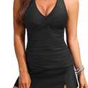 Aqua Eve Tankini with Skirt Tummy Control Tankini Swimsuits for Women 2 Piece Bathing Suit 2025 Swimwear with Pocket, size L