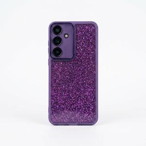  Sparkly Case for Samsung Galaxy S24 Plus, Cute Bright Color Phone Cases for Women Girls, Glitter Shiny Bling Slim Fit Soft TPU Shockproof Cover with Camera Protection, Dark Purple