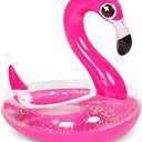 JOYIN Inflatable Flamingo Pool Floats - Flamingo Pool Tube Swim Ring Floaties with Glitter for Adults Kids Floating, Fun Beach Lake Floaty Raft, Summer Swimming Pool Toys Party Decorations