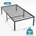 Sweetcrispy Twin Size 16 Inch Platform Bed Frame, Heavy Duty Metal Foundation Frame, Noise-Free Sturdy Steel Slats, Underbed Storage, No Box Spring Needed, Quick Setup