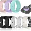 8 Pack Ring Cover Compatible with Oura Ring Gen 4/Oura Ring Gen 3/Oura Ring Gen 3 Horizon, Surport Charging with Cover on, Anti-Scratch Elastic Silicone Ring Protector for Men Women Working Out Gym (2Black+2Clear+Star+Pink+Lightpurple+Green)