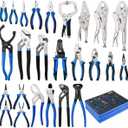 DISEN Pliers Set, 25-Piece Full Assortment of Plier with EVA Storage, Versatile Pliers Tool Set Includes Groove Joint, Needle Nose, Slip Joint, Diagonal, Locking, Wire Stripper, Circlip, and C-Clamp