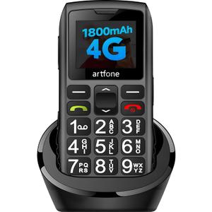 C1+4G Pro Black - Big Buttons Cell Phone for SeniorsBasic Phone with SOS ButtonCharging Station1800mAhLoud SpeakerTalking ClockSpeed DialHands-freeLarge FontUnlocked PhonesFM Radio