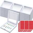 meekoo 30 Pcs Press on Nail Packaging Box with 90 Pcs Adhesive Double Sided Tape Artificial Nail Display Case Storage Container Box Acrylic Packaging Organizer for Art Home Salon(White)