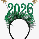 2026 Headband New Year Hair Accessories for Women Girls, Stars Hair Band Winter Christmas Non Slip Headbands Pack of 2