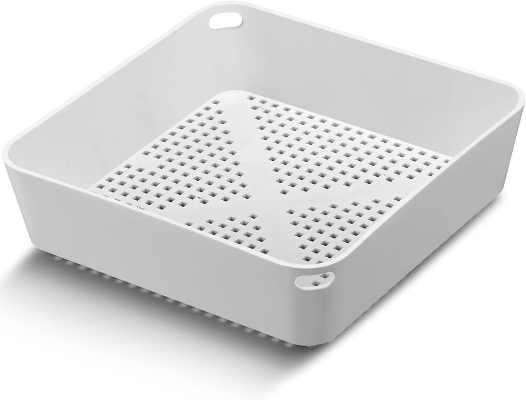 Tuanse 2 Pcs 8.5 x 8.5 x 2.5 Inch Floor Sink Drain Covers Commercial Plastic Floor Drain Strainer Plastic Drains Screen Basket Suitable for Commercial Kitchen Restaurant Diner Cafe (White)