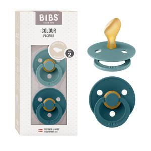 BIBS Pacifiers 6-18 Months | Colour Collection 2-Pack | BPA-Free Anatomical Natural Rubber Nipple | Made in Denmark | Island Sea/Forest Lake Color Pacifier