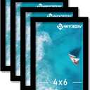 4x6 Picture Frame Set of 4, Lightweight yet Durable Black Frame with High-clarity Plastic Display 4 x 6 Inch Photo Horizontally/Vertically (4 Packs|Black|4"x6")