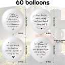 60 Pcs Memorial Balloons 12 Inch Latex Balloons with Ribbons for Memorial Day Funeral Decoration White
