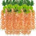 24 Pack Orange Wisteria Hanging Flowers Garland, 3.77 Feet Artificial Flower Vines, Fake Wisteria, Artificial Vines Hanging Garland for Backdrop Outdoor Yard Garden Decor