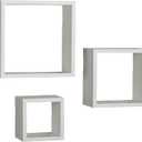 Melannco Floating Square Cube Shelves, for Bedroom, Living Room, Bathroom, Kitchen, Nursery, Set of 3, White, 3 Count