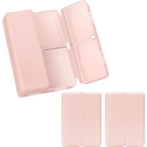 FYY Daily Pill Organizer,2 Pcs 7 Compartments Portable Pill Case Travel Pill Organizer,[Folding Design] Pill Box for Purse Pocket to Hold Vitamins,Cod Liver Oil,Supplements and Medication-Pink (Small (2 Pieces))